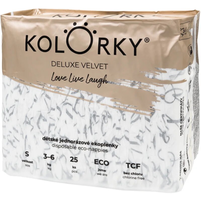 Kolorky Deluxe Velvet Love Live Laugh scutece de unică folosință marimea S 3-6 Kg 25 buc
