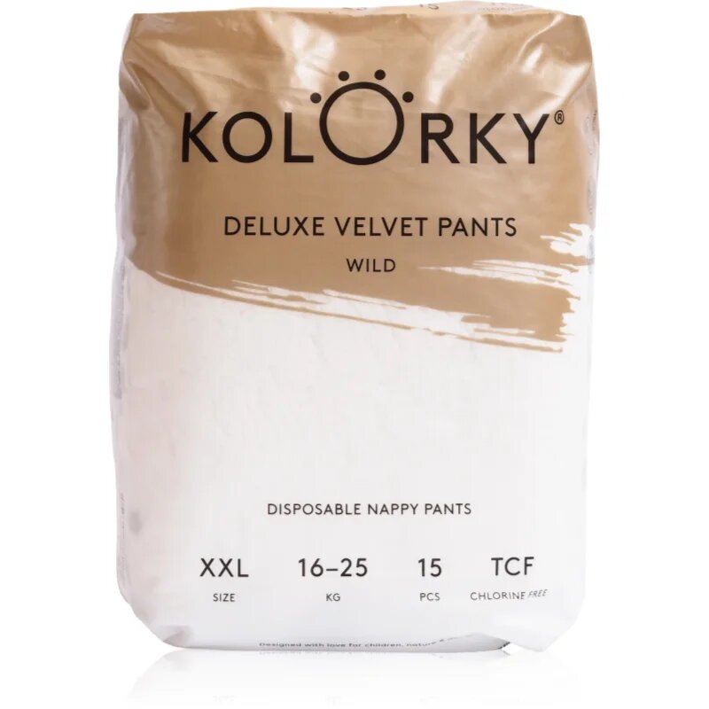 Kolorky Deluxe Velvet Pants Wild scutece de unică folosință tip chiloțel mărime XXL 16-25 kg 15 buc