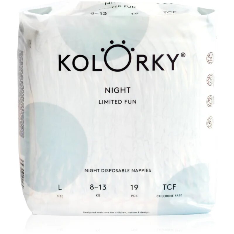 Kolorky Night Limited Fun scutece de unică folosință pentru noapte mărime L 8-13 kg 19 buc