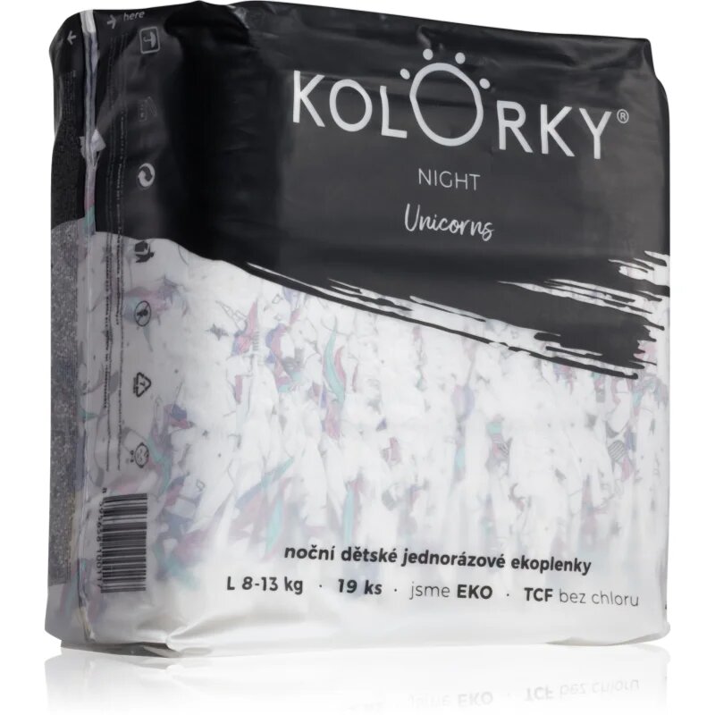 Kolorky Night Unicorn scutece de unică folosință pentru ingrijire de noapte si protectie marimea L 8-13 Kg 19 buc