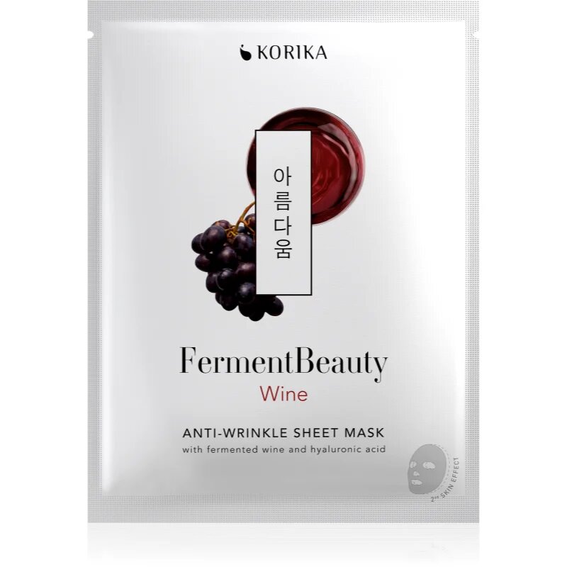 KORIKA FermentBeauty Anti-wrinkle Face Sheet Mask with Fermented Wine and Hyaluronic Acid mască facială de pânză cu efect anti-rid cu vin fermentat ș