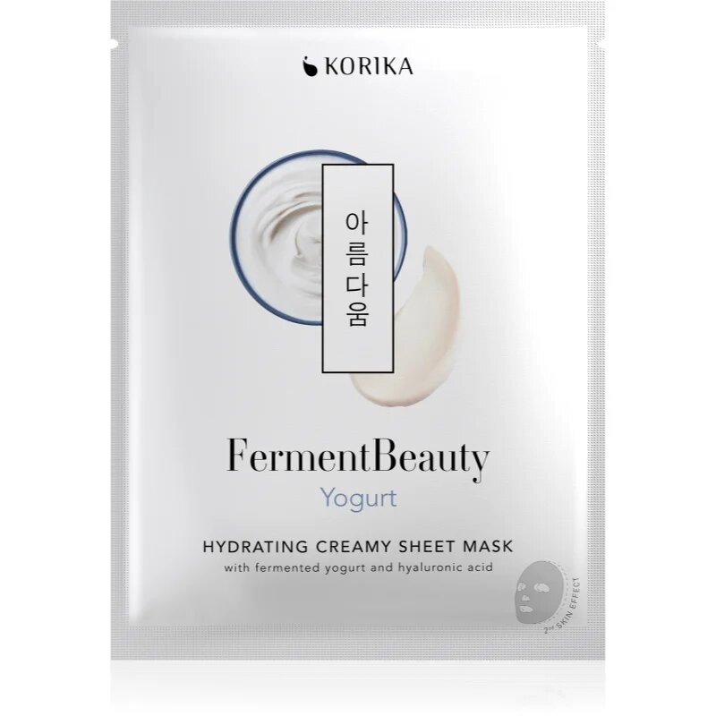 KORIKA FermentBeauty Hydrating Face Sheet Mask with Fermented Yogurt and Hyaluronic Acid mască facială de pânză cu efect hidratant cu iaurt fermentat