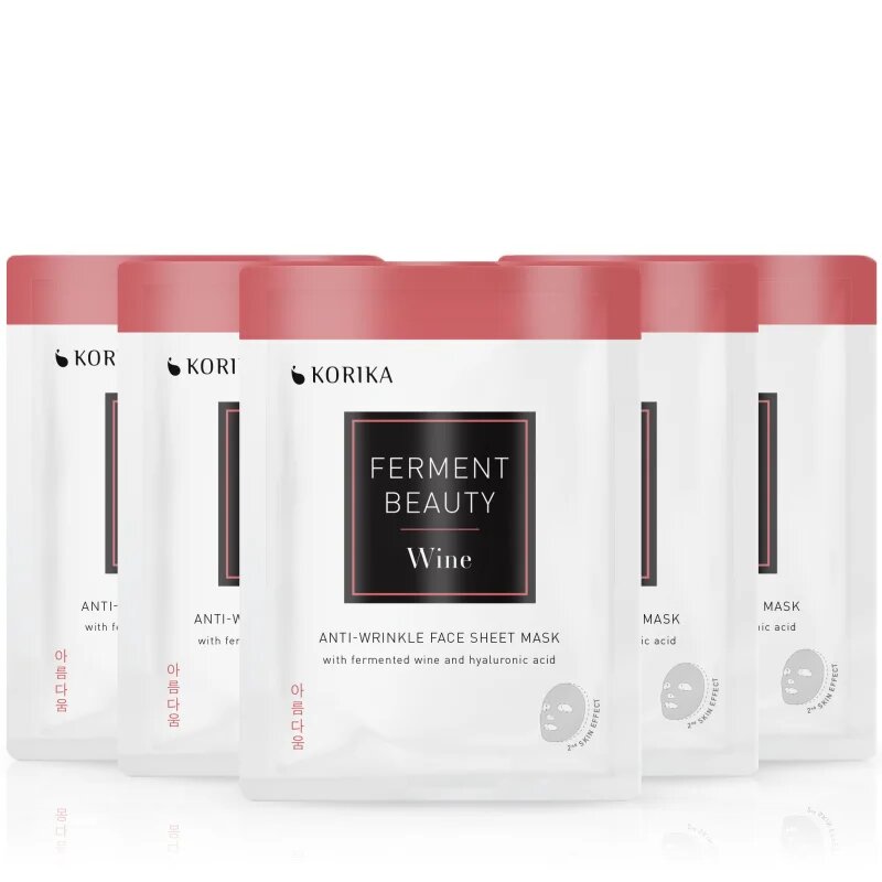 FermentBeauty Set of 5 Anti-wrinkle Face Sheet Masks with Fermented Wine and Hyaluronic Acid set de măști de față la un preț mai avantajos