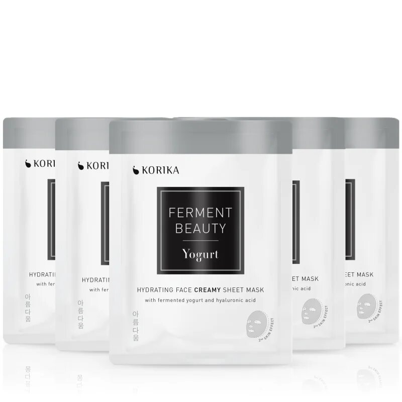 FermentBeauty Set of 5 Hydrating Face Sheet Masks with Fermented Yogurt and Hyaluronic Acid set de măști de față la un preț mai avantajos