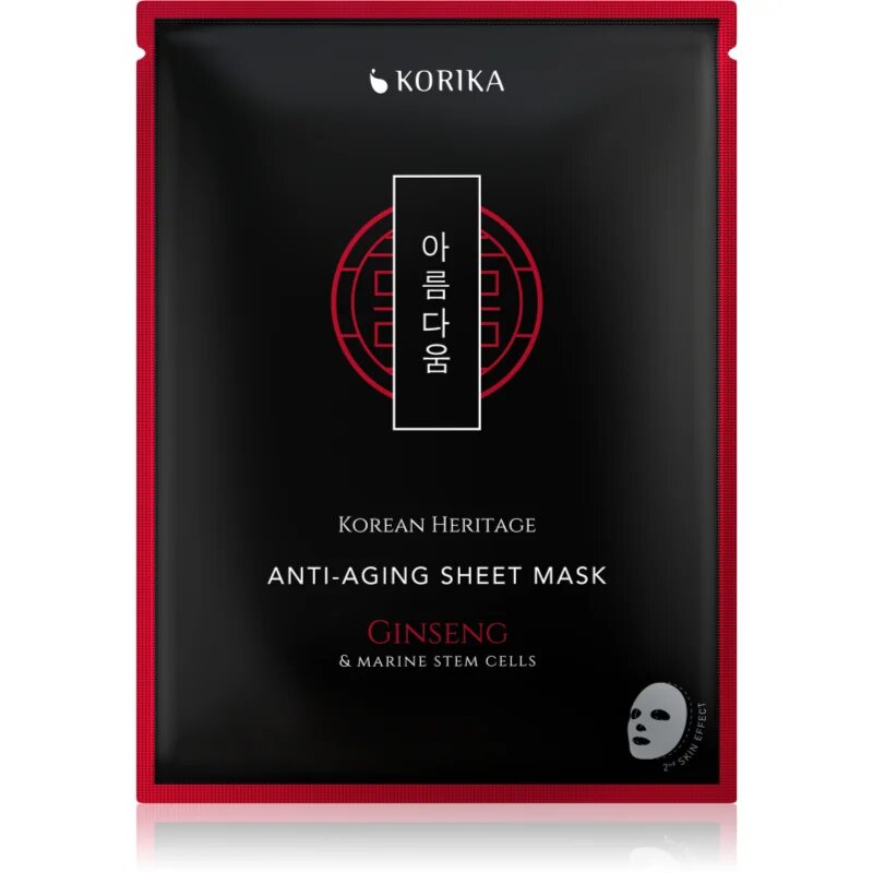 KORIKA Korean Heritage Red Ginseng & Adenosine Anti-aging Sheet Mask mască facială de pânză cu efect anti-rid 25 g