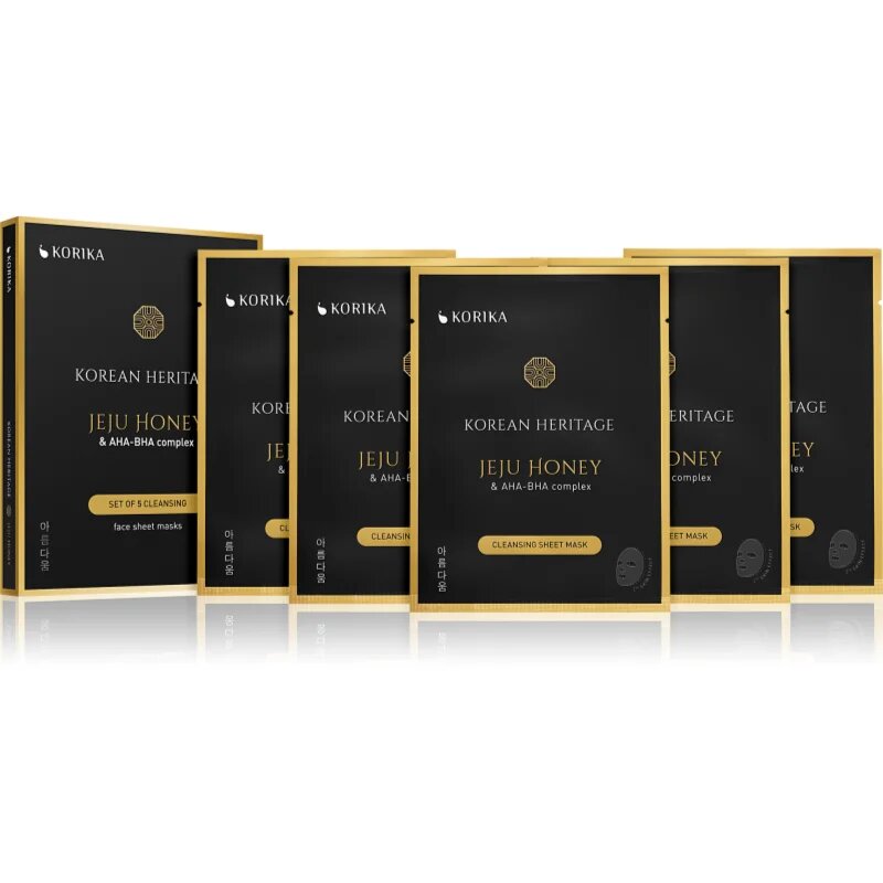 KORIKA Korean Heritage Set of 5 Cleansing Face Sheet Masks set de măști de față la un preț mai avantajos perfecta pentru curatare