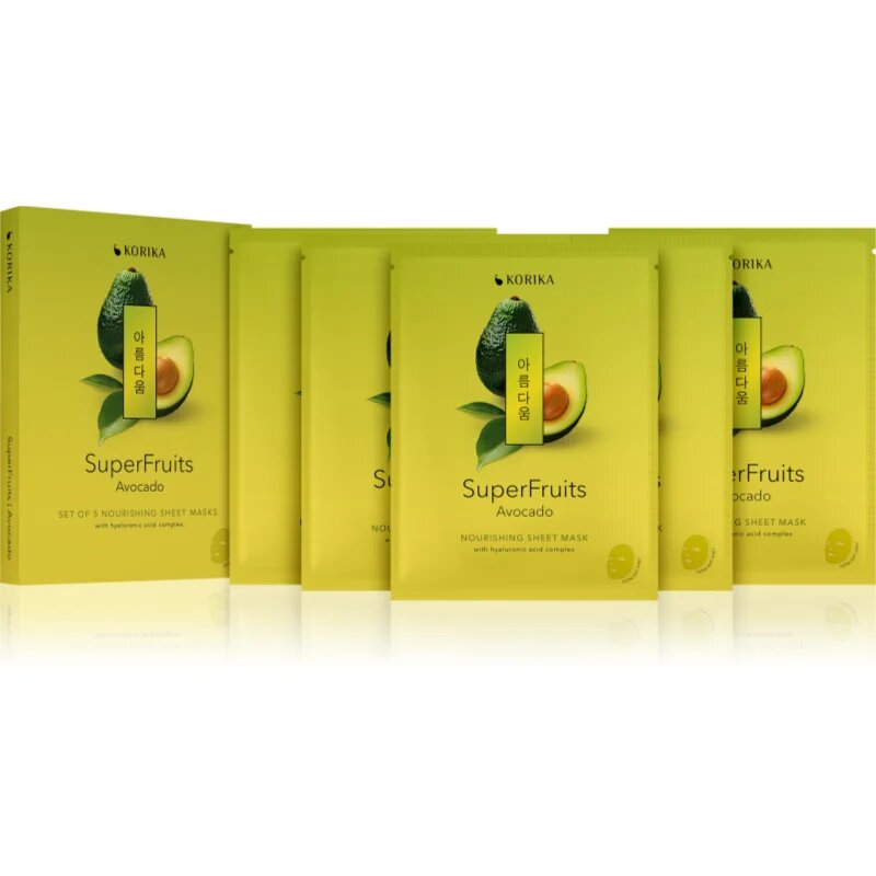 KORIKA SuperFruits set de măști de față la un preț mai avantajos cu efect de nutritiv 5x25 g
