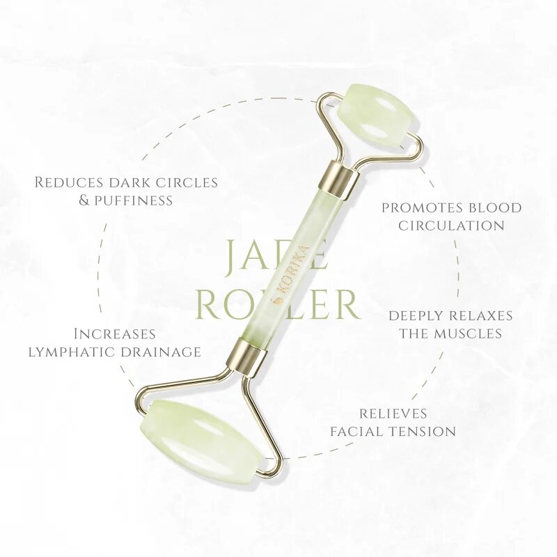 KORIKA Tools Face Roller Green Jade Stone rolă pentru masaj faciale Jade Roller Green