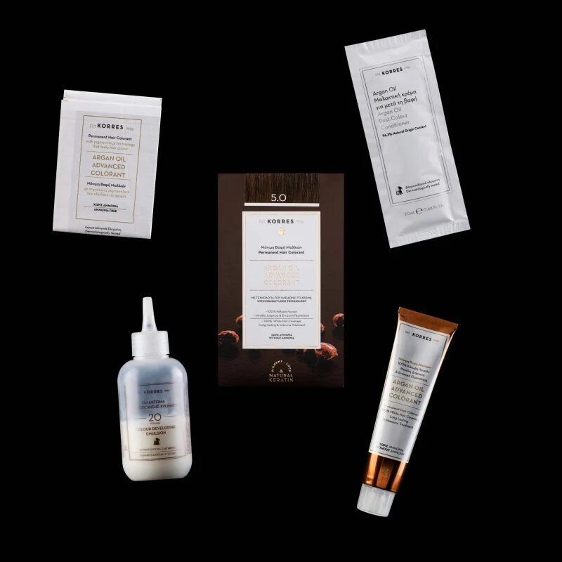 Korres Argan Oil Culoare permanenta pentru par cu ulei de argan culoare 7.73 Golden Mocha 50 ml