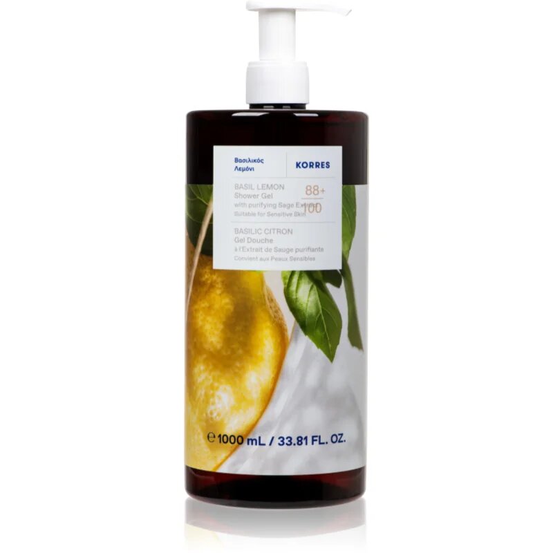 Korres Basil Lemon gel de dus revigorant 1000 ml