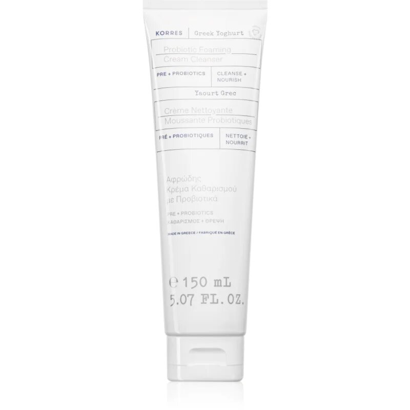 Korres Greek Yoghurt Probiotic Foaming Cream Cleanser spuma demachianta cu o textura cremoasa cu probiotice 150 ml