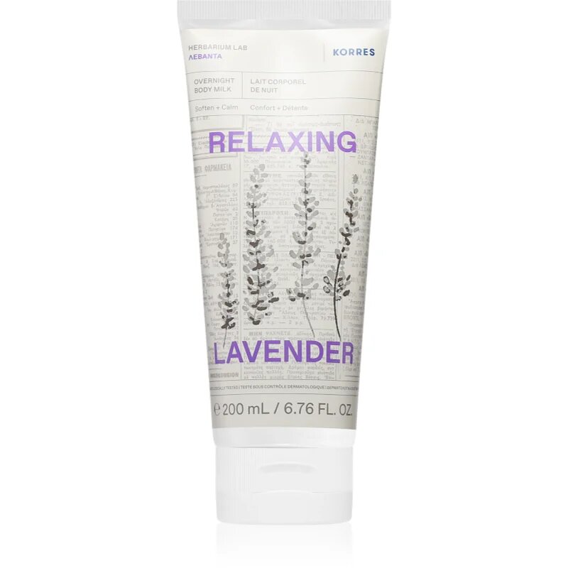 Korres Relaxing Lavender lapte relaxant pentru corp pentru noapte 200 ml