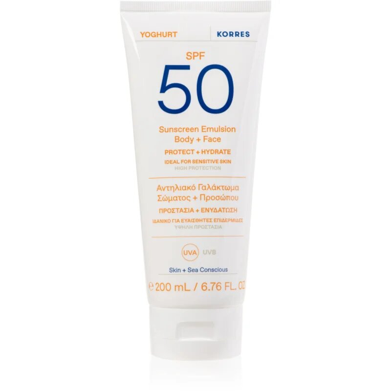 Korres Yoghurt Sunscreen lotiune pentru bronzat cu efect de hidratare SPF 50 200 ml