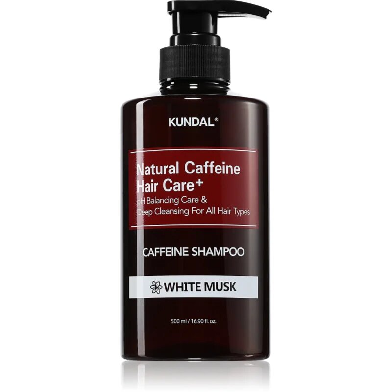 KUNDAL Caffeine Shampoo White Musk sampon natural impotriva caderii parului 500 ml