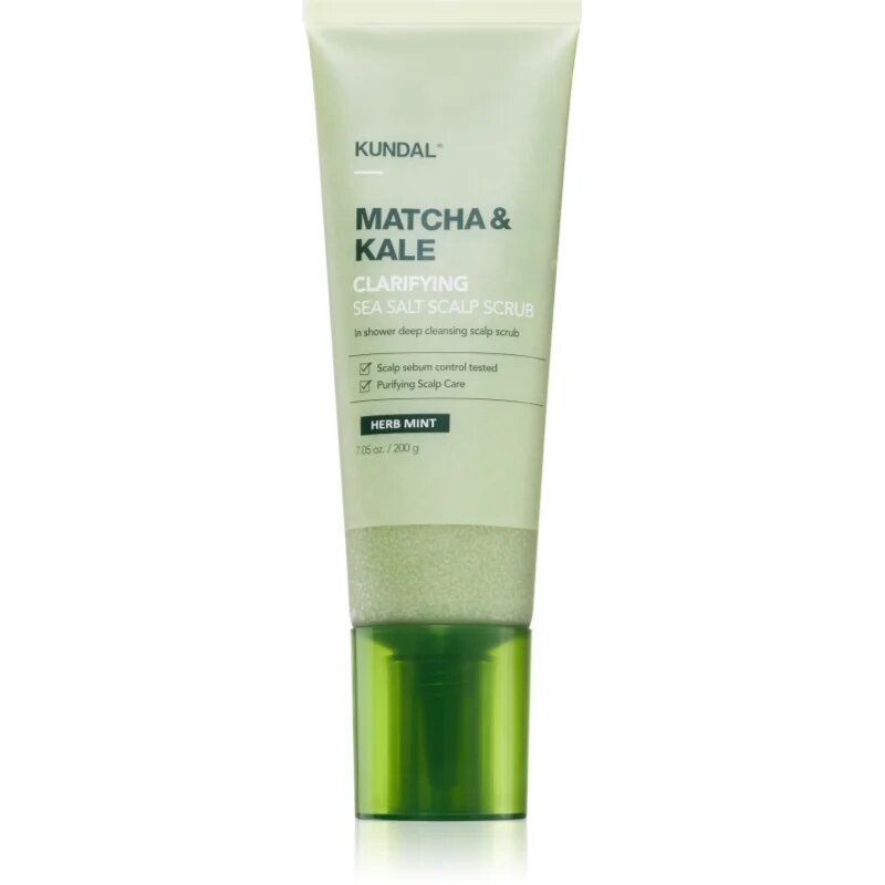 KUNDAL Matcha & Kale Herb Mint exfoliant de curățare pentru par si scalp 200 g