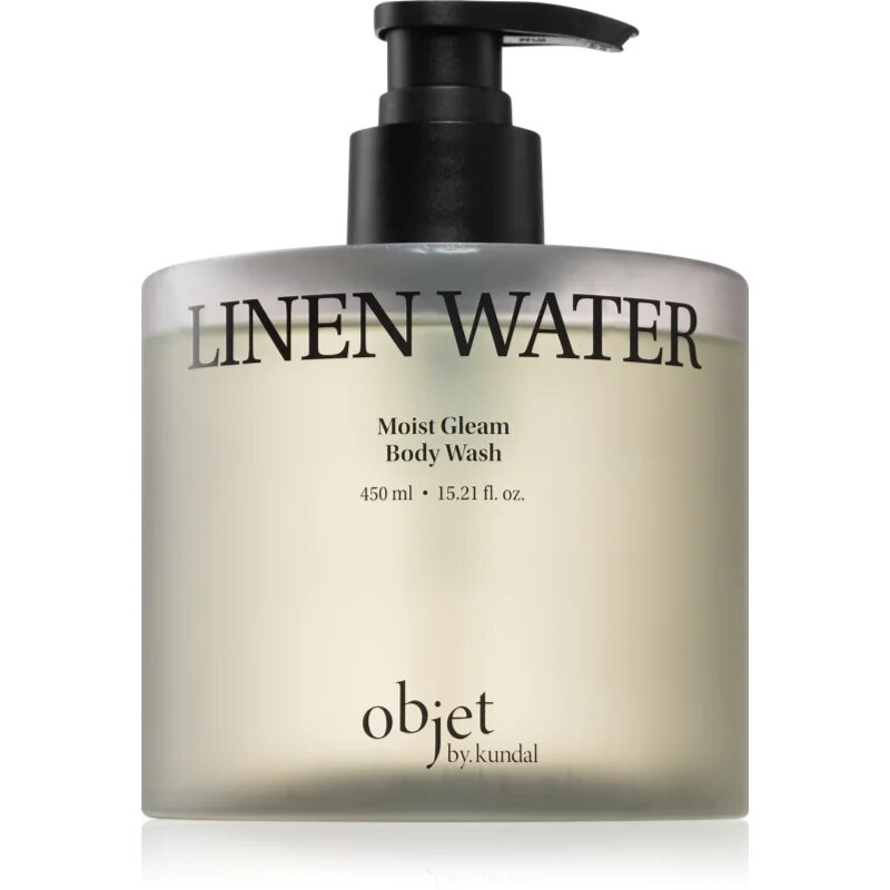 KUNDAL Objet Moist Gleam Body Wash gel parfumat pentru duș pentru hidratare intensa cu parfum Linen Water 450 ml