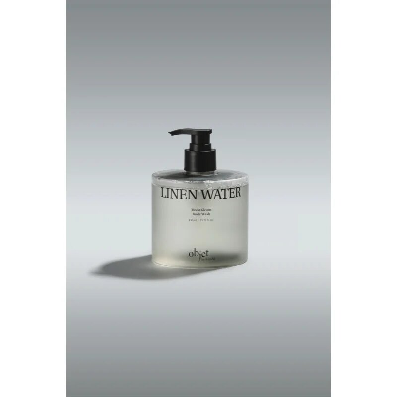 KUNDAL Objet Moist Gleam Body Wash gel parfumat pentru duș pentru hidratare intensa cu parfum Linen Water 450 ml