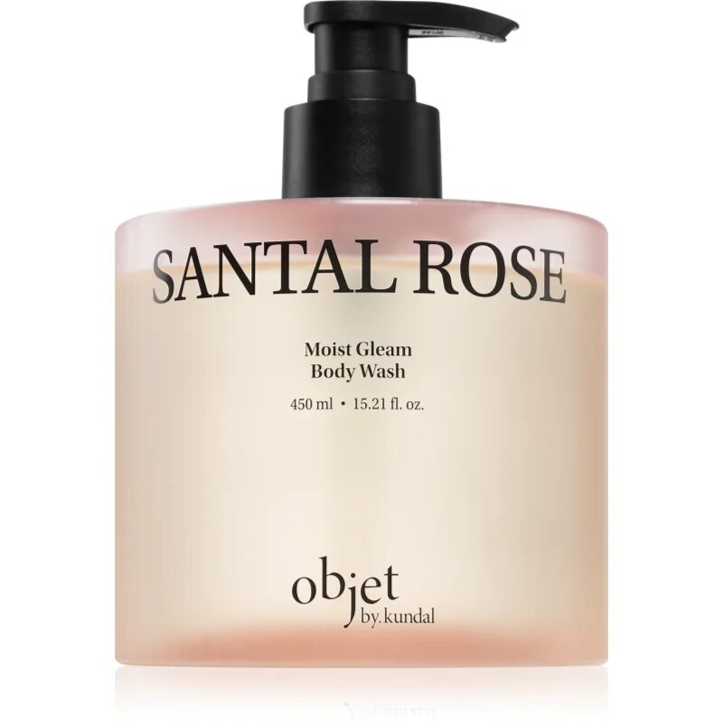 KUNDAL Objet Moist Gleam Body Wash gel parfumat pentru duș pentru hidratare intensa cu parfum Santal Rose 450 ml
