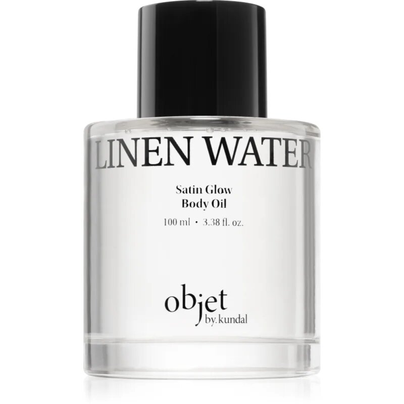 KUNDAL Objet Satin Glow Body Oil ulei de corp hranitor pentru hidratare intensa cu parfum Linen Water 100 ml