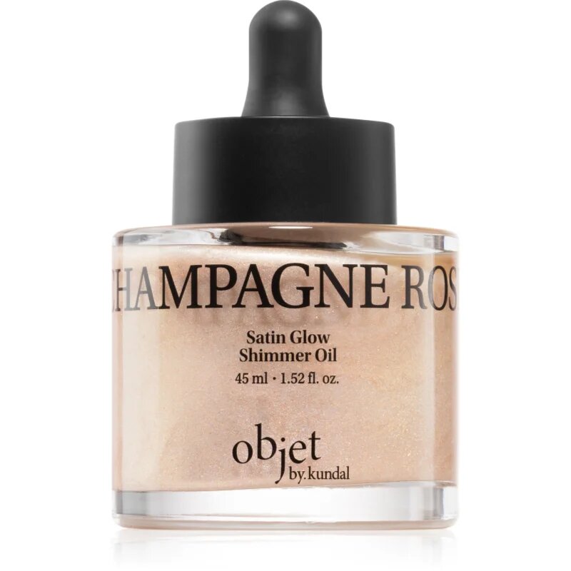 KUNDAL Objet Satin Glow Shimmer Oil ulei stralucitor cu efect de hidratare culoare Sparkling Wine Rose 45 ml