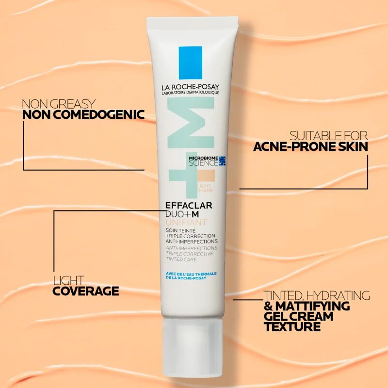 La Roche-Posay Effaclar DUO+M Unifiant crema tonica iluminatoare cu efect de hidratare culoare Light 40 ml
