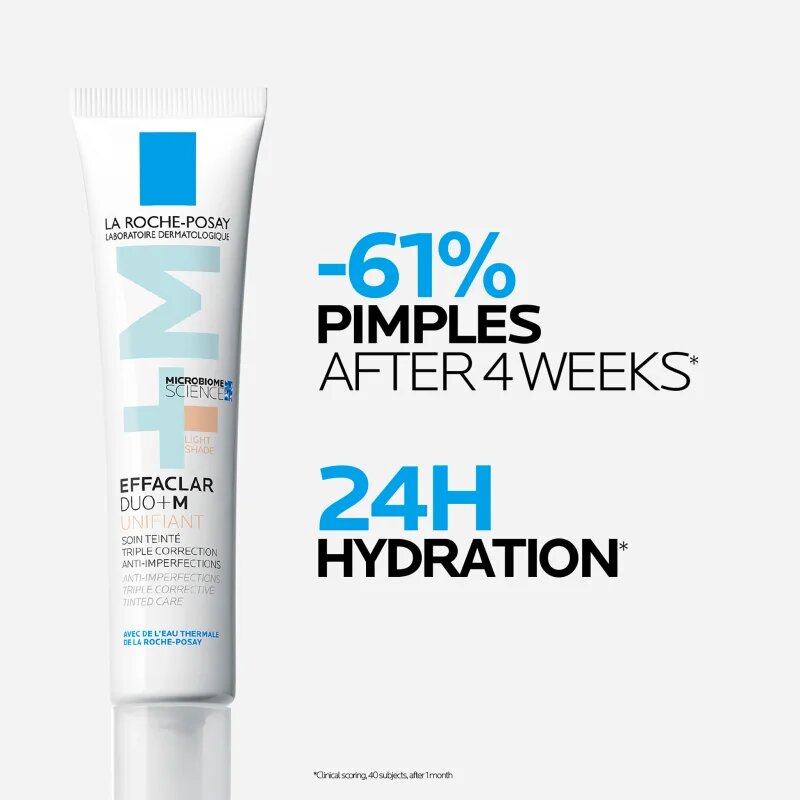La Roche-Posay Effaclar DUO+M Unifiant crema tonica iluminatoare cu efect de hidratare culoare Light 40 ml