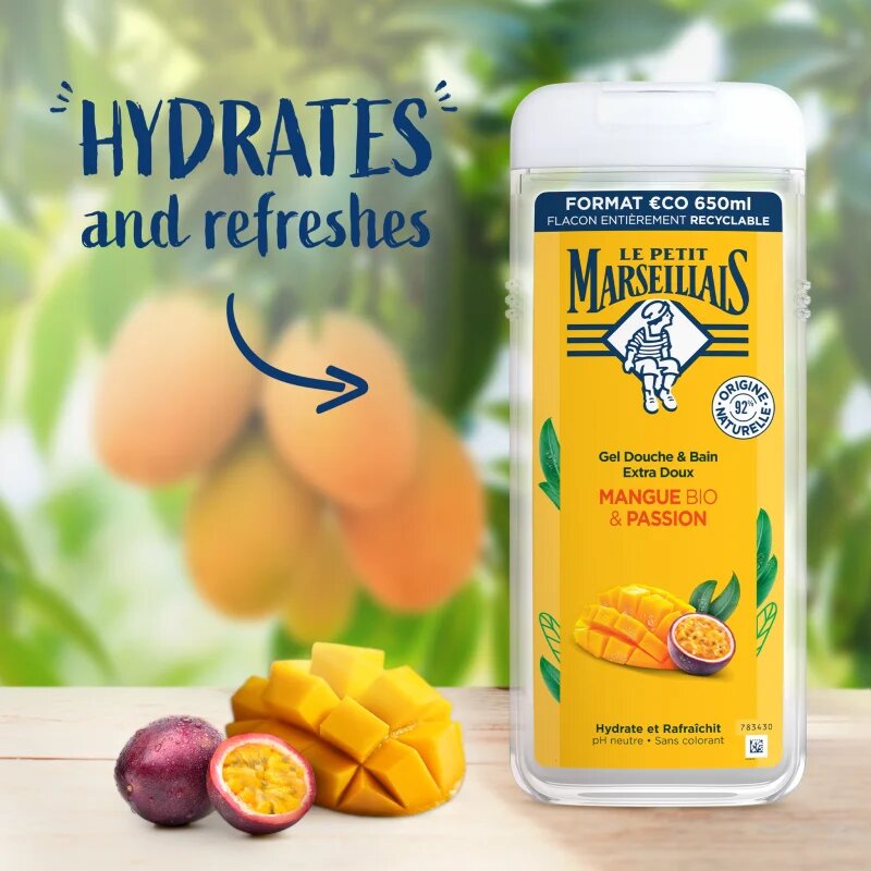 Le Petit Marseillais Mango Bio & Passion Fruit gel de duș mătăsos 400 ml