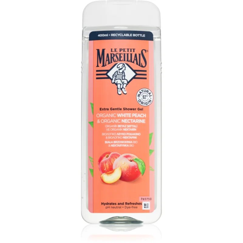 Le Petit Marseillais White Peach Bio & Nectarine Bio gel de duș mătăsos 400 ml