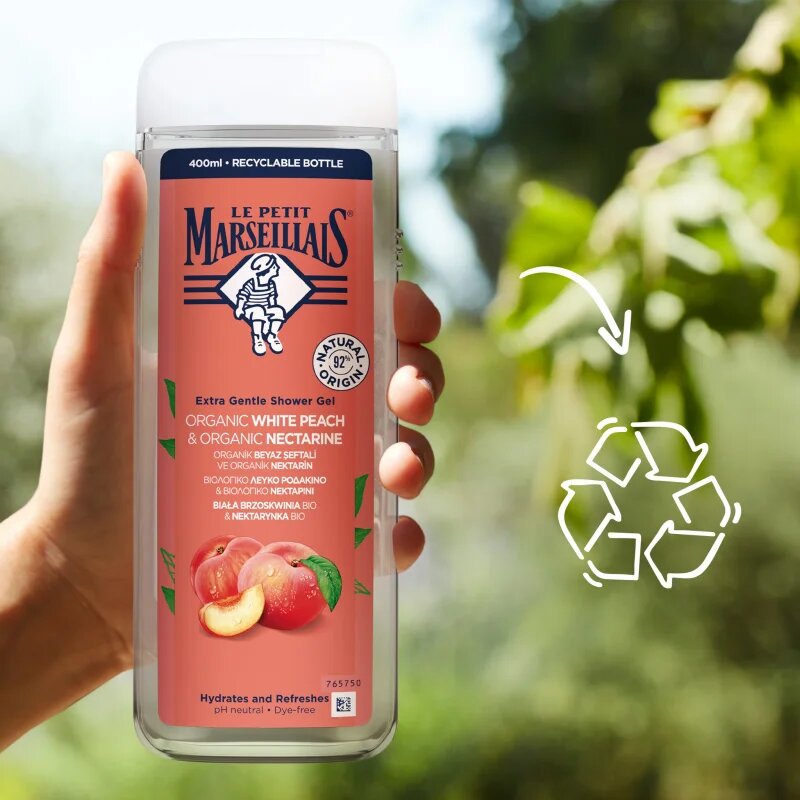 Le Petit Marseillais White Peach Bio & Nectarine Bio gel de duș mătăsos 400 ml