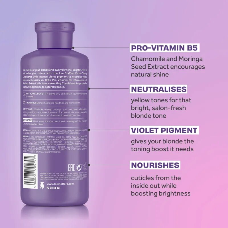 Lee Stafford Bleach Blondes Toning Conditioner balsam nuanțator pentru parul blond cu suvite 250 ml