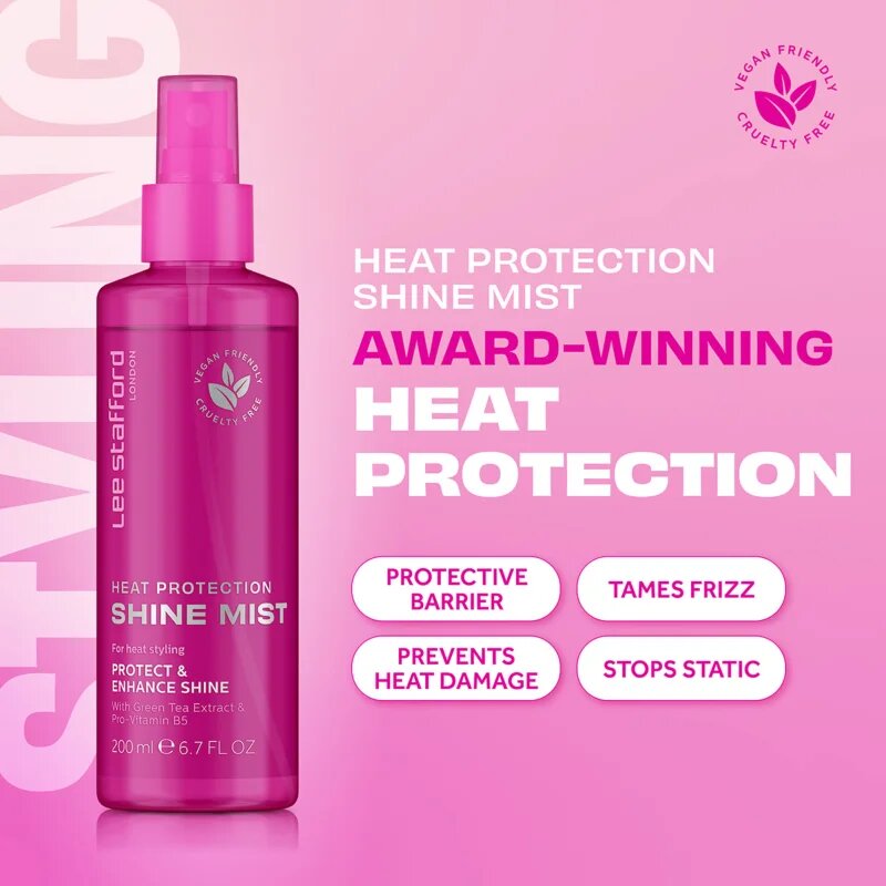 Lee Stafford Styling Heat Protection Shine Mist spray pentru protecția termică a părului 200 ml