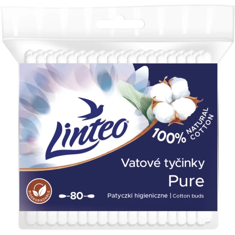 Linteo Natural Cotton Buds bețișoare din bumbac în săculeț 80 buc