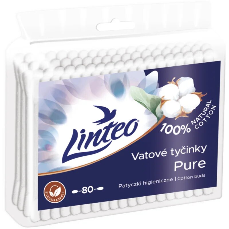 Linteo Natural Cotton Buds bețișoare din bumbac în săculeț 80 buc