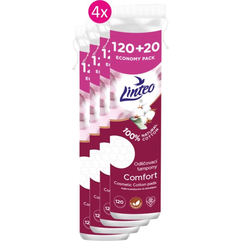 Natural Cotton Pads tampoane din bumbac 120 + 20ks x 4
