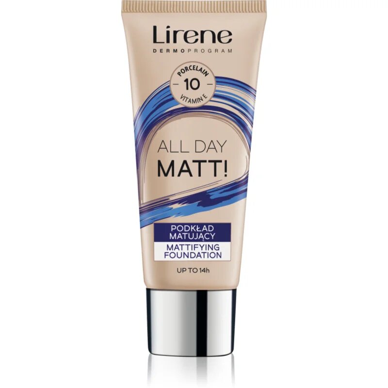 Lirene ALL DAY MATT! Make-up lichid matifiant pentru un efect de lunga durata culoare 10 Porcelain 30 ml