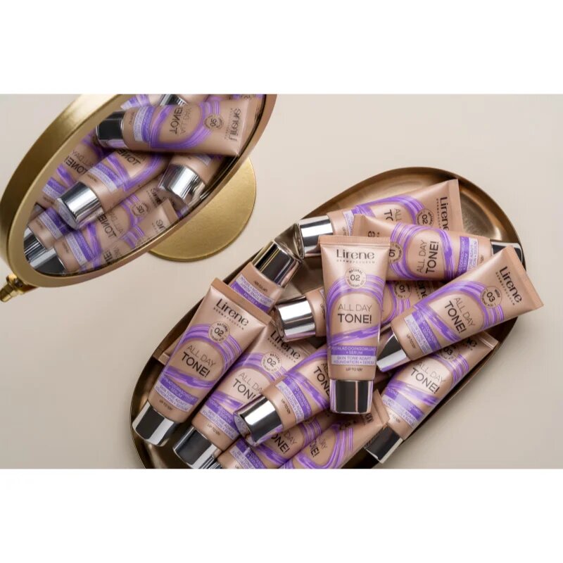 Lirene ALL DAY TONE! make up hidratant pentru o piele radianta culoare 03 Nude 30 ml