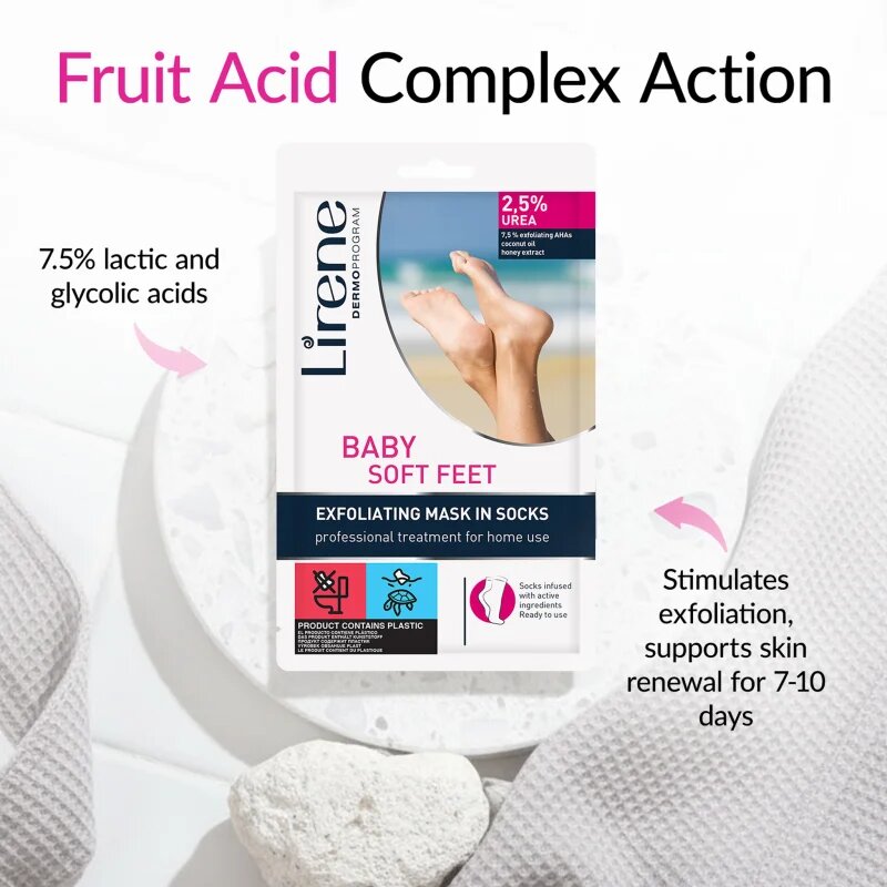 Lirene Foot Care sosete exfoliante pentru hidratarea picioarelor 25% Urea 1 pereche