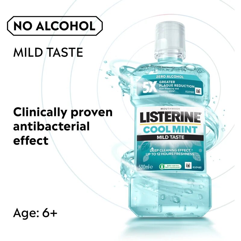 Listerine Cool Mint Mild Taste apă de gură fară alcool aroma Cool Mint 500 ml