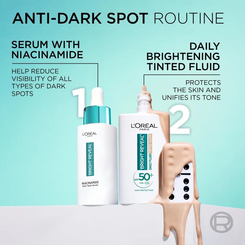 L’Oréal Paris Bright Reveal tonic fluid iluminator impotriva petelor intunecate SPF 50+ Light 50 ml
