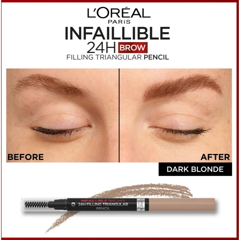 L’Oréal Paris Infaillible 24h Filling Triangular Pencil creion sprâncene precise rezistent la apa culoare Auburn 1 ml