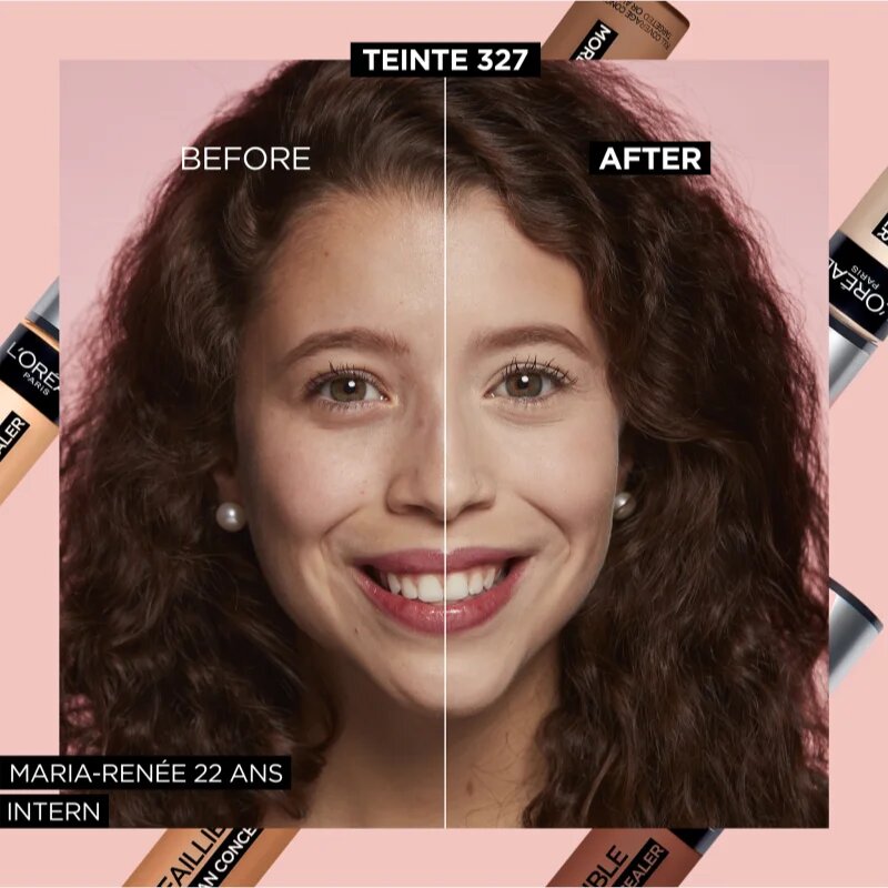 L’Oréal Paris Infaillible 24h More Than Concealer corector cu efect matifiant culoare 327 Cool Rose / Cashmere 11 ml