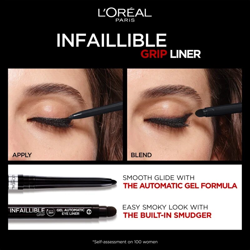 L’Oréal Paris Infaillible Grip 36h Gel Automatic Liner gel pentru linia ochilor cu aplicator culoare 260 Matte Black 0.4 g