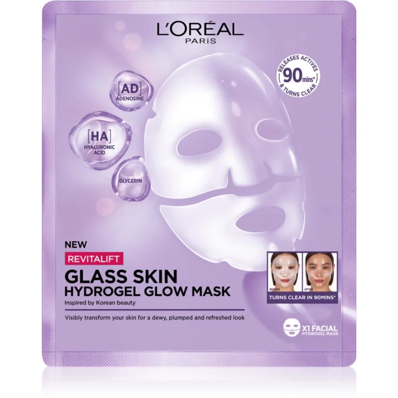 L’Oréal Paris Revitalift Filler Glass Skin mască hidrogel cu efect iluminator 25 g