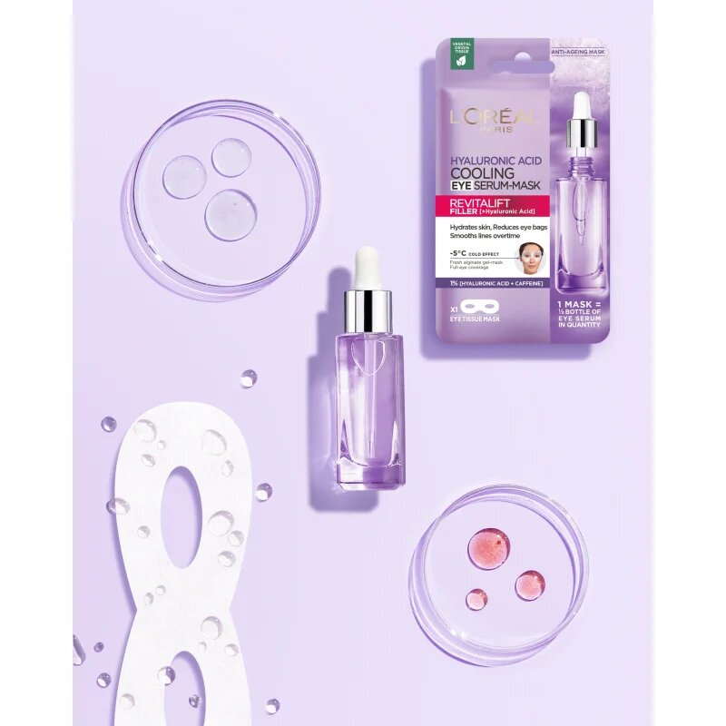 L’Oréal Paris Revitalift Filler Mască textilă cu efect de iluminare și hidratare pentru ochi 11 g