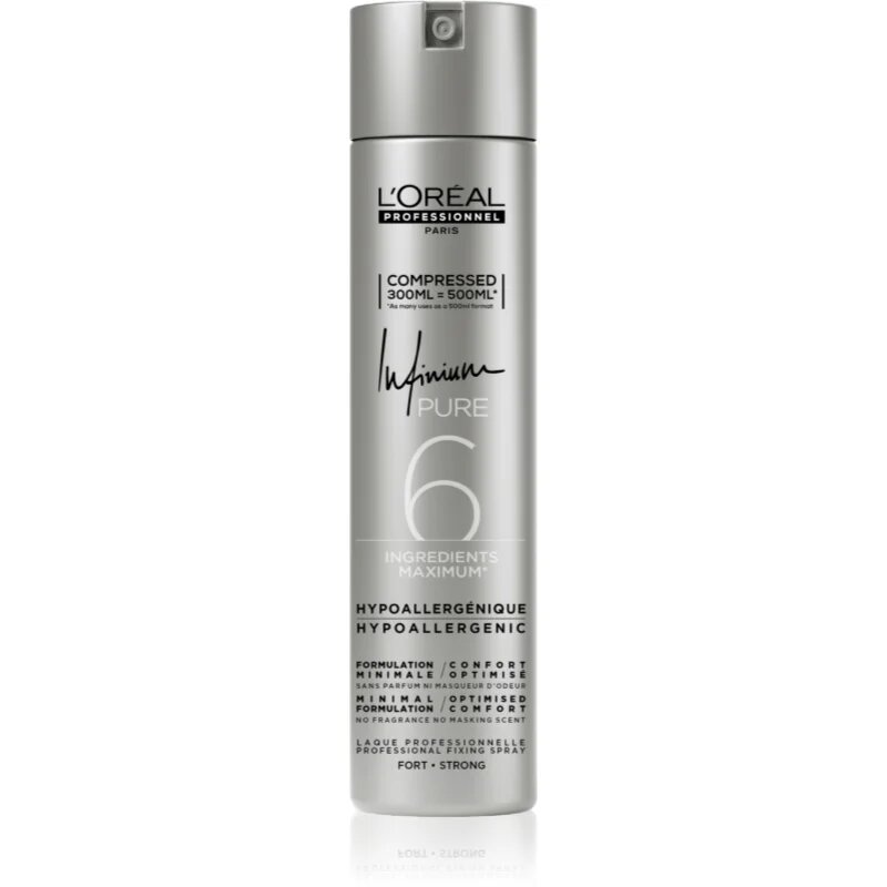 L’Oréal Professionnel Infinium Pure Spray de păr hipoalergenic fixare puternică fără parfum 300 ml