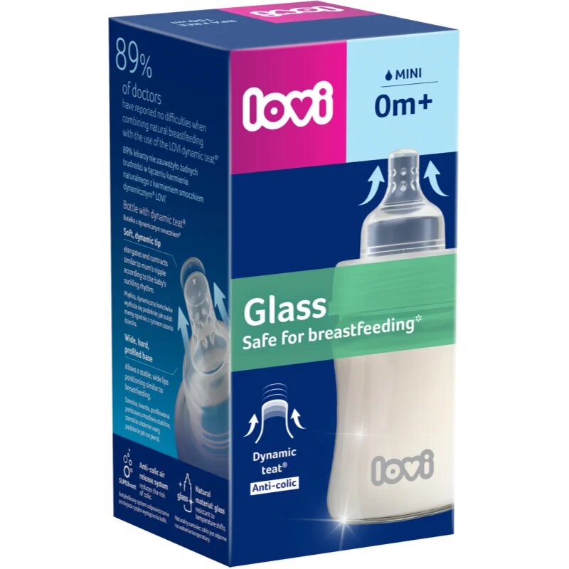LOVI Glass biberon de sticlă 0m+ 150 ml