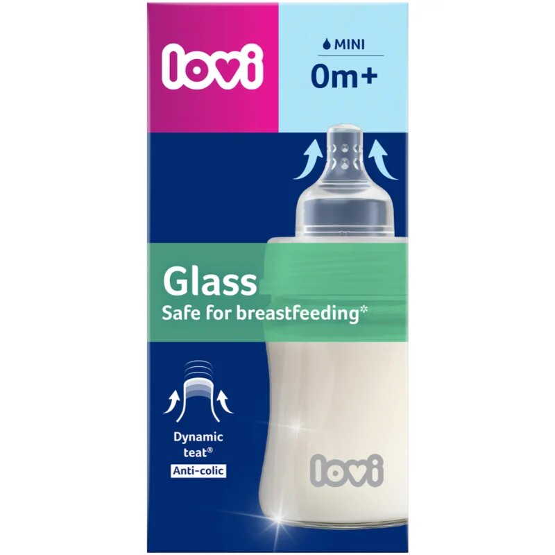 LOVI Glass biberon de sticlă 0m+ 150 ml