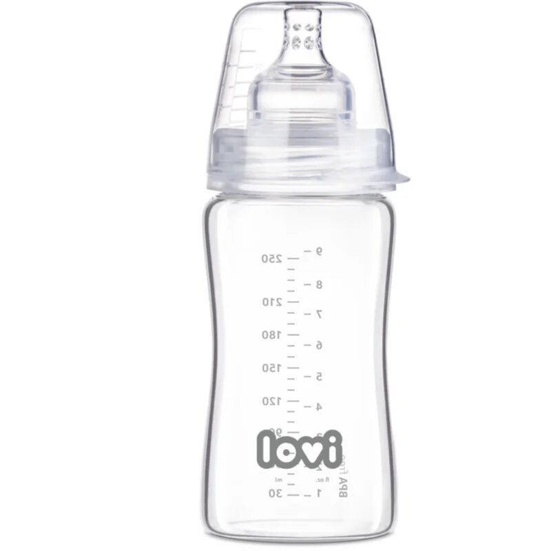 LOVI Glass biberon de sticlă 3m+ 250 ml