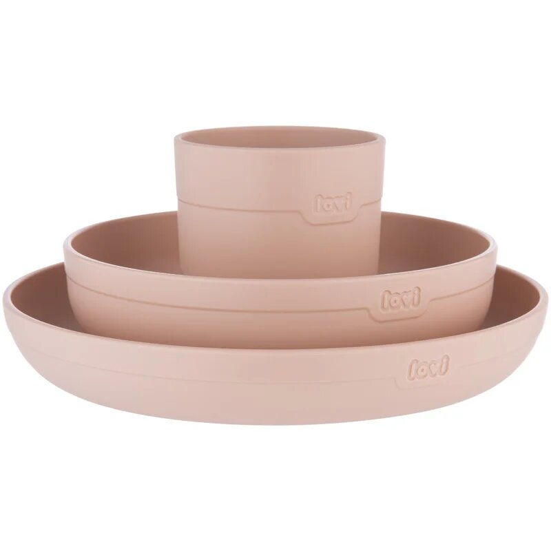 LOVI Tableware Set with Cup serviciu de masă pentru copii Nude 3 buc