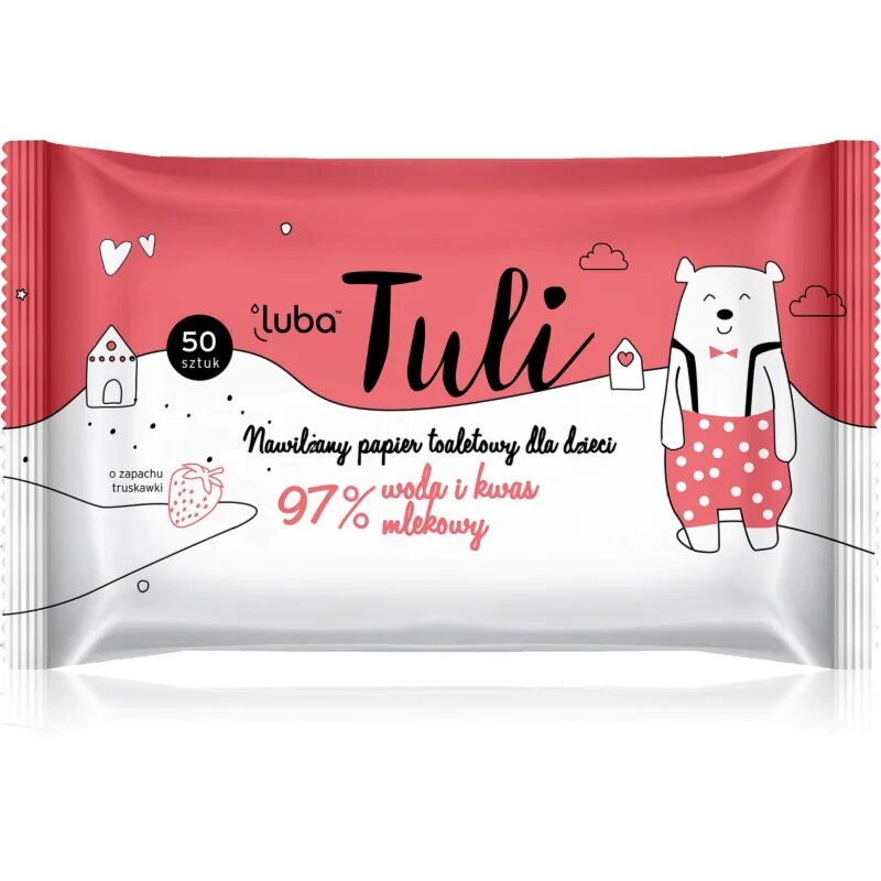 Luba Tuli Lactic acid hârtie igienică umedă cu acid lactic pentru copii Strawberry 50 buc
